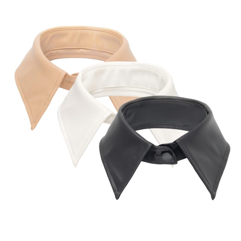 付け襟 レザー スタンドカラー 前開き フェイクカラー 高級感 おしゃれ 合わせやすい 万能 ファッション小物 コーデ アクセサリー