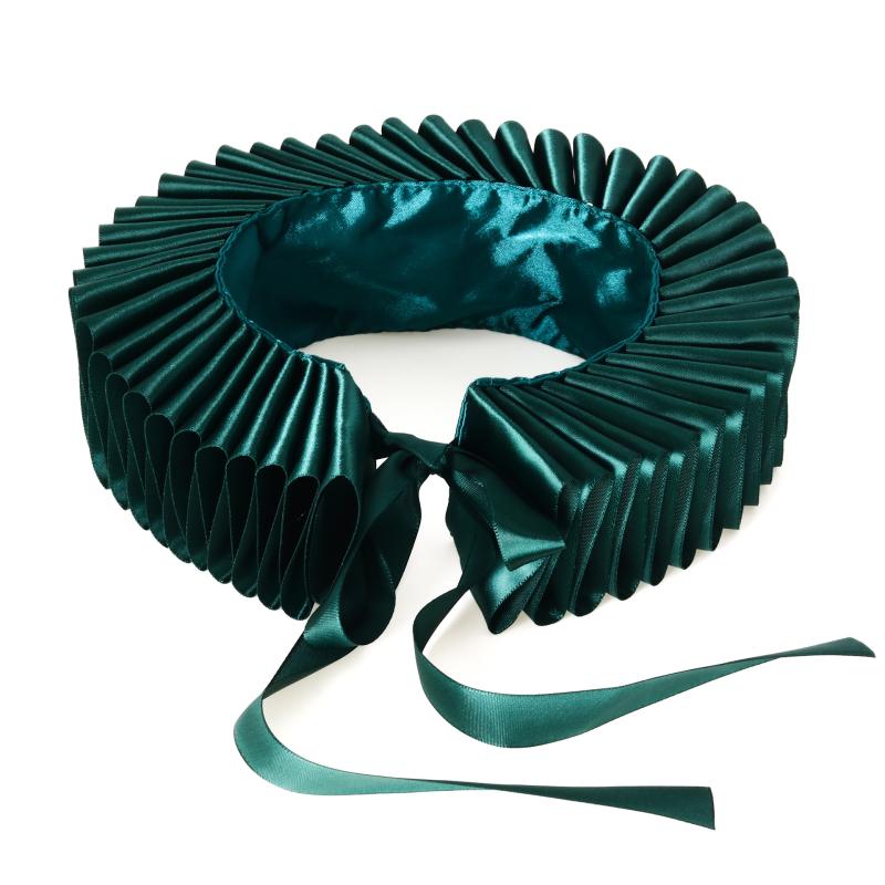 付け襟 ハンドメイド 宮廷 ロココ調 ラフカラー フリル襟 モスグリーン ダークグリーン コスプレ 仮装 衣装 演劇 舞台 撮影小物 フォトプロップス レトロ ヴィンテージ クラシカル