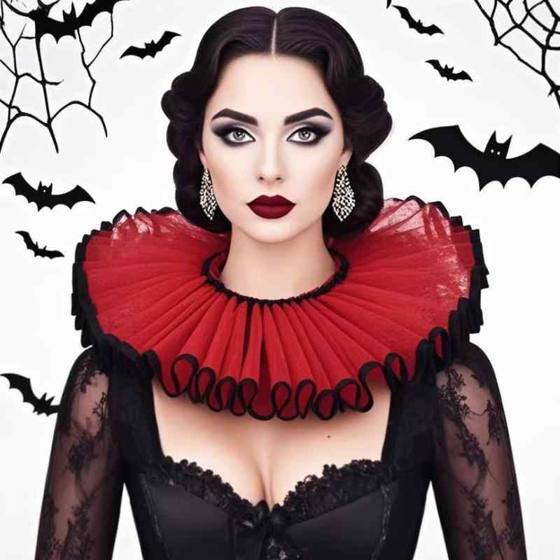 付け襟 ハロウィン 大ぶり ラフカラー 大人用 仮装パーティー コスプレ 変装 舞台衣装 レトロ 貴族風 カラフル エリザベス女王風 メッシュ 多色展開