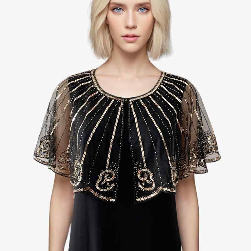 ボレロ レディース 薄手 ポリエステル スパンコール ビーズ刺繍 エレガント 豪華 着回し イブニングド..