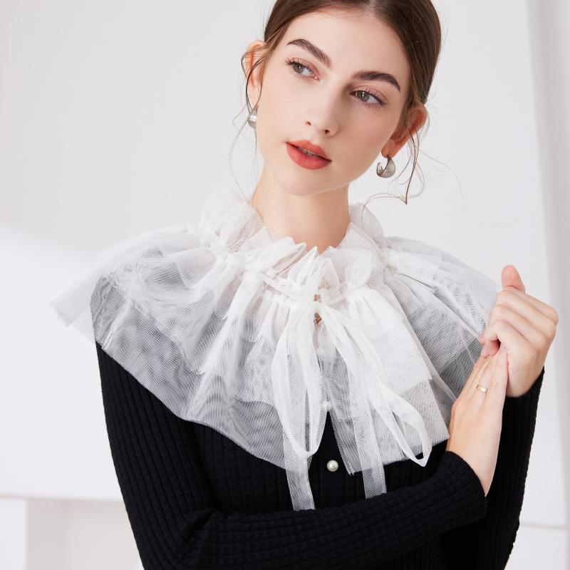 つけ襟 レディース 宮廷風 クラシカル ラフカラー フリル ボリューム襟 レース チュール スタンドカラー フェイクカラー 装飾襟 おしゃれ