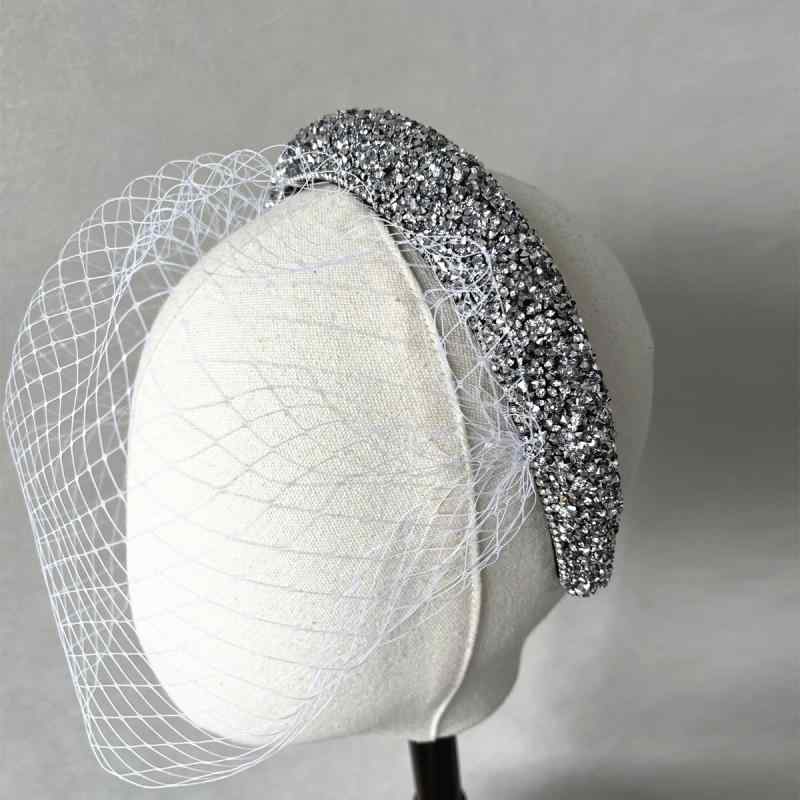 ヘアアクセサリー レディース 欧米風 ゴージャス ラインストーン カチューシャ チュール ベール 髪飾り..