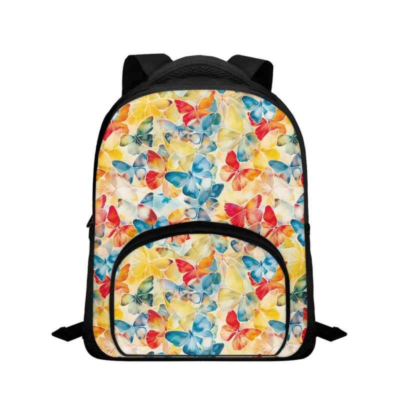 リュックサック キッズ 小学生 男女兼用 蝶 バタフライ 総柄 ポリエステル 通学用 かわいい 軽量 大容量 40cm デイパック(x2)(4)