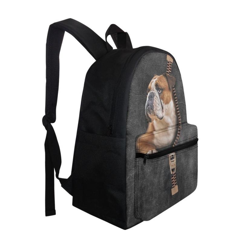 リュックサック 男女兼用 学生用 スクールバッグ かわいい 犬モチーフ ファスナーデザイン 通学 遠足 ピクニック ノートPC収納 バックパック ポリエステル