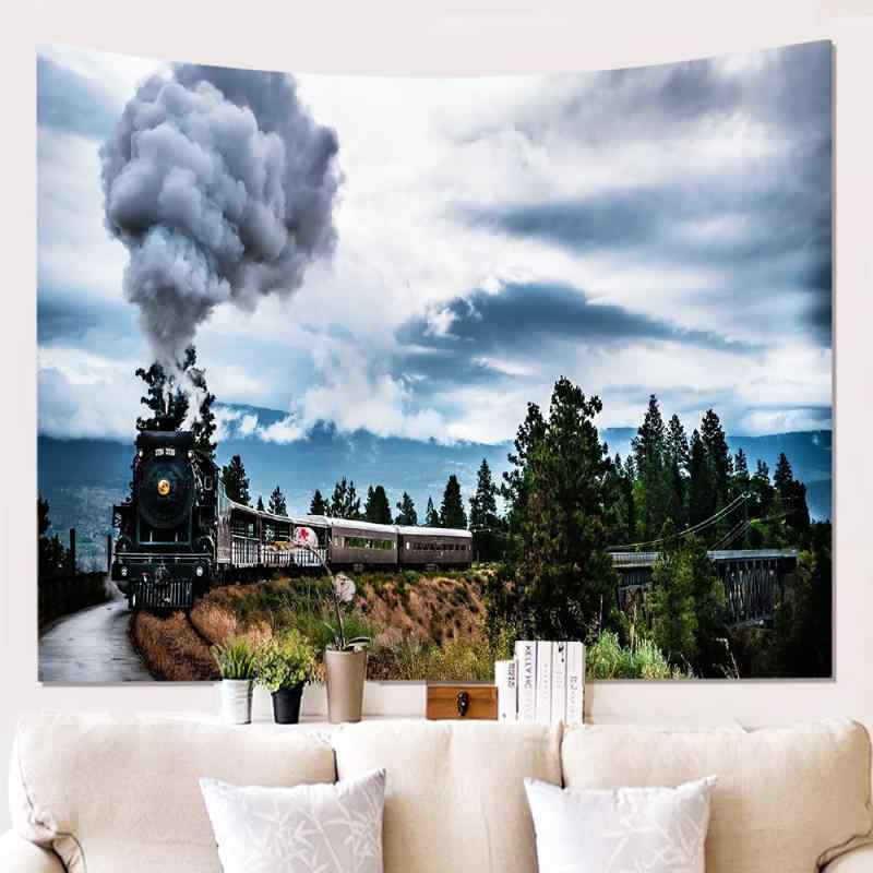 タペストリー 列車 鉄道 電車 風景画 壁掛け 背景布 インテリア 装飾布 ウォールデコレーション リビン..