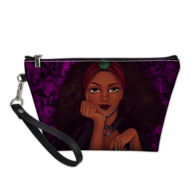 コスメポーチ レディース 女性用 シンプル おしゃれ メイクポーチ トラベル 持ち運び 収納ポーチ アフリカガール柄 プリント PUレザー ポリエステル裏地 クラッチバッグ セカンドバッグ 多機能