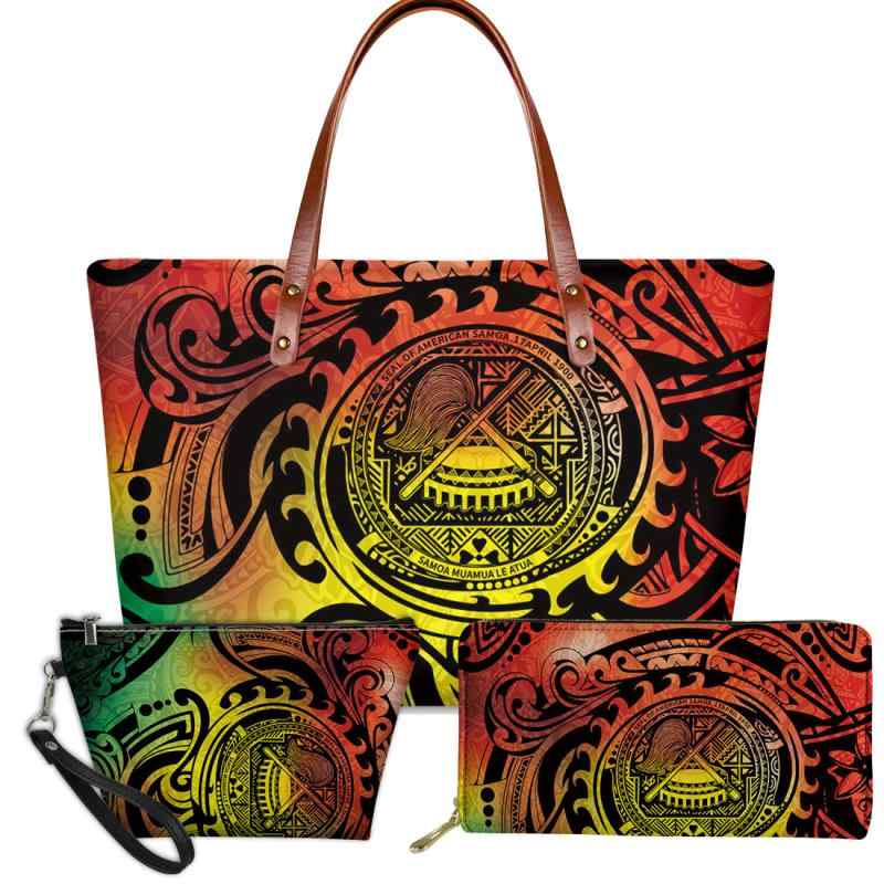 バッグ レディース レトロ ヴィンテージ風 プリント柄 大容量 ショルダーバッグ トートバッグ 財布 ウォレット コスメポーチ 小物入れ 3点セット ポリエステル製 横型スクエア ファスナー開閉 普段使い 通勤