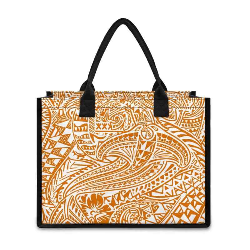 バッグ ポリネシア柄 両面総柄 トートバッグ ショルダーバッグ 大容量 ポリエステル 横型 スクエア 日..