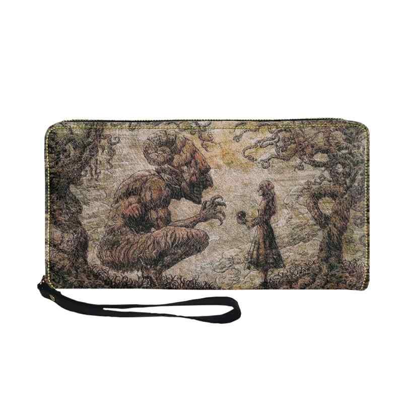 ミニバッグ 手提げ ユニーク コミック柄 グラデーションプリント PUレザー 縦型 ロングウォレット収納 ..