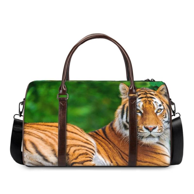 トートバッグ ユニセックス かわいい トラ アニマル キャラクター 総柄 プリント 大容量 ポリエステル ..