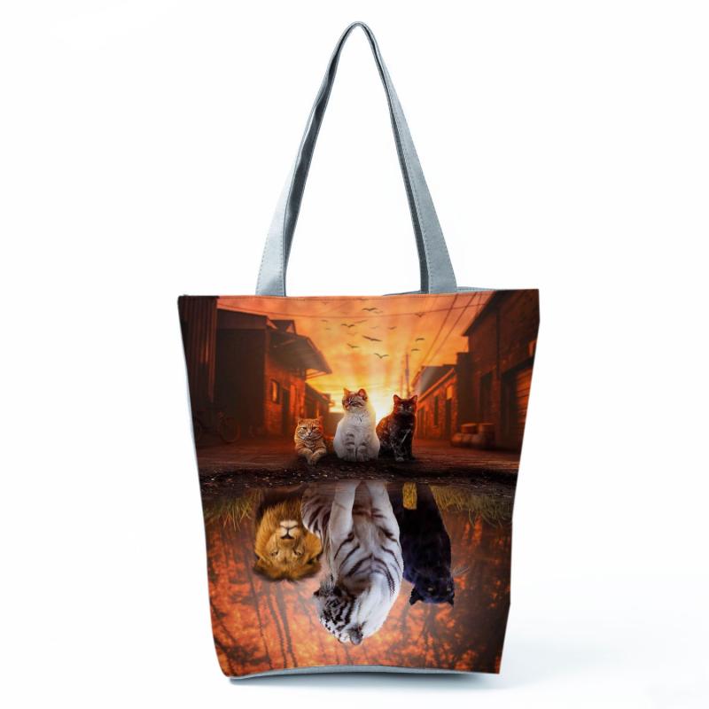 バッグ トートバッグ ショルダーバッグ ハンドバッグ 大容量 動物 影絵 プリント おしゃれ 欧米風 レト..