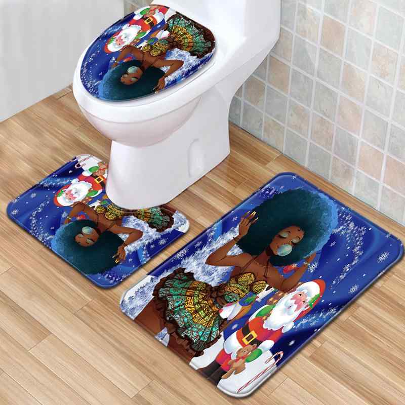 バスマット アフリカンスタイル 3点セット トイレマット 便座カバー 滑り止め ポリエステル 吸水 速乾 ..