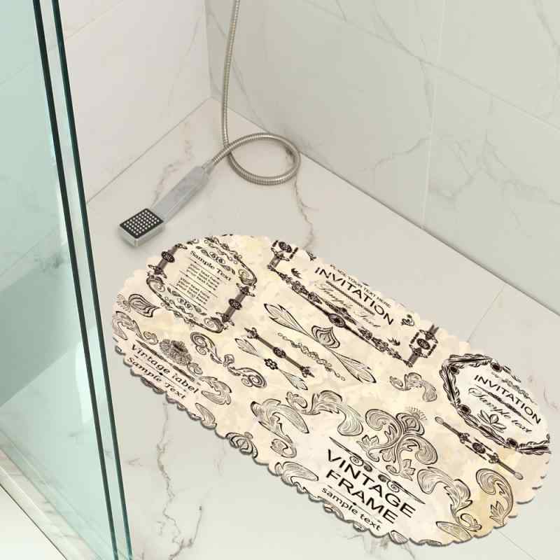 水回りマット 浴室 キッチン トイレ シャワー 洗面所 強力滑り止め 防水 撥水 排水性 速乾 くり抜き加工 PVC素材 楕円形 オーバル 多用途