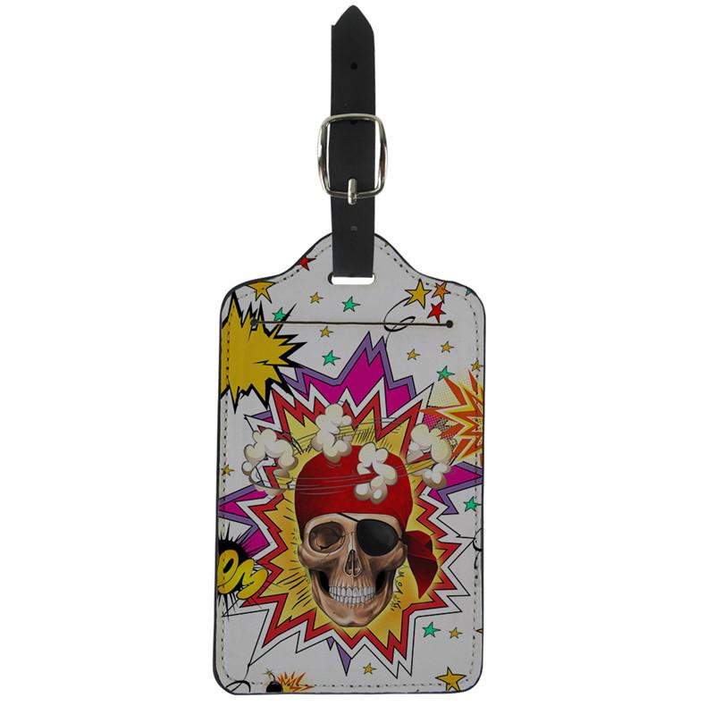 ラゲージタグ ユニーク スカル ドクロ パイレーツ PUレザー スーツケース キャリーケース 旅行 出張 荷..
