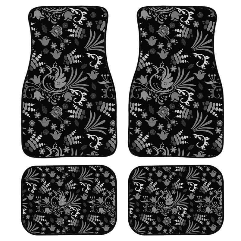 車用フロアマット カーマット 防水 全面保護 花柄 ポリエステル ゴム裏地 滑り止め 4点セット 車内アク..