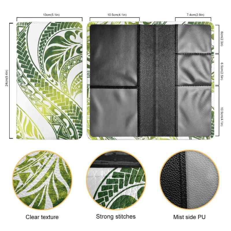 ドキュメントケース ユニセックス 男女兼用 ポリネシア風 緑葉柄 車用 PUレザー 普段使い 欧米風 レト..