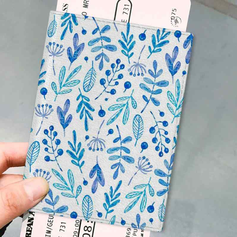 パスポートケース ユニセックス 春夏 PUレザー 二つ折り オリジナルデザイン 熱転写プリント 爽やか ボ..