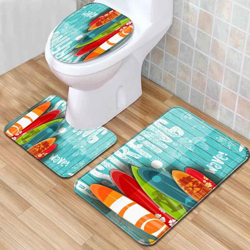 トイレ 3点セット 便座カバー 足元マット バスルーム用 機械織り ポリエステル製 洗濯機対応 丸洗いOK ..