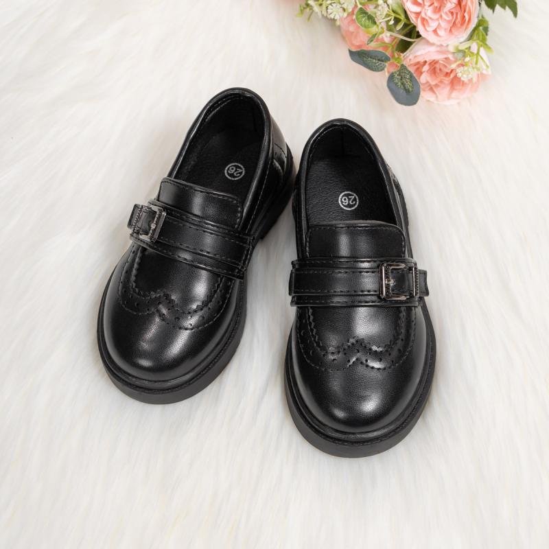 シューズ キッズ ローファー PUレザー 合成皮革 革靴 ブラック 黒 ブリティッシュスタイル 英国風 学生..
