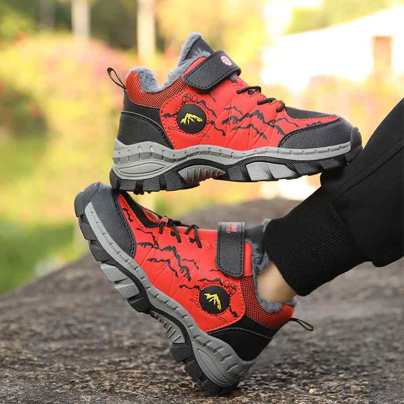 スニーカー 男の子 アウトドア 冬 裏ボア 厚手 保温 ハイカット 滑り止め 耐摩耗 衝撃吸収 フェイクレ..