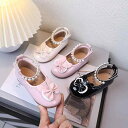 靴 キッズ 女の子 ベビー ガールズ プリンセスシューズ パール リボン フラットパンプス 合成皮革 ソフトソール 軽量 柔らかい マジックテープ フォーマル ...