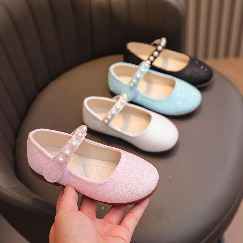 靴 シューズ 子供 女の子 春秋 プリンセス スパンコール パンプス フォーマル 発表会 結婚式 マジックテープ 滑り止め 耐摩耗性 PUレザー ホワイト ピン...