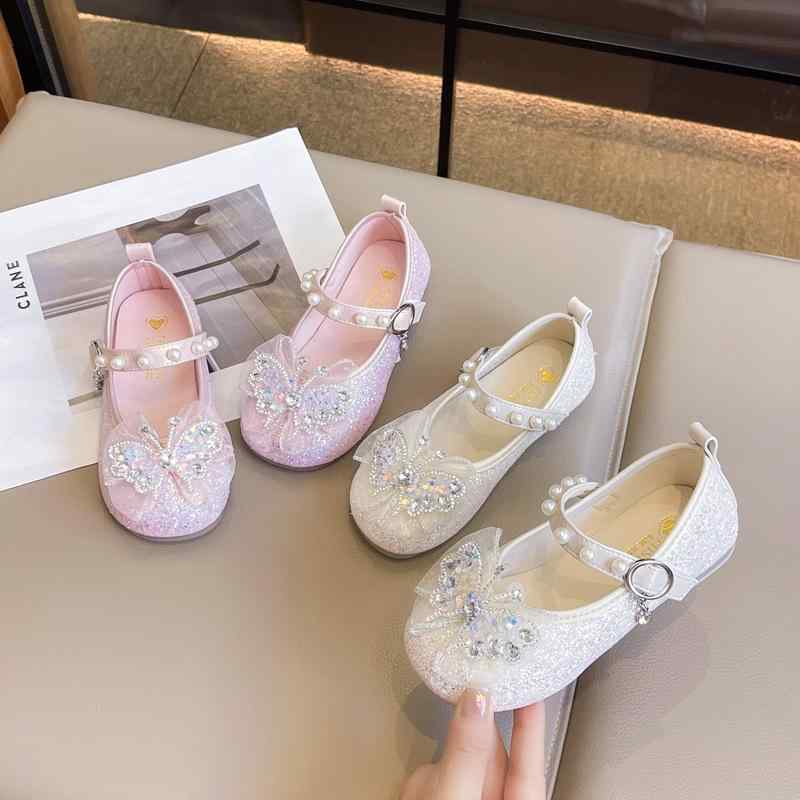 靴 パンプス 女の子 キッズ 子供 プリンセス風 キラキラ クリスタル 発表会 結婚式 フォーマル 入学式 卒園式 普段使い フェイクレザー 滑り止め ピンク ...