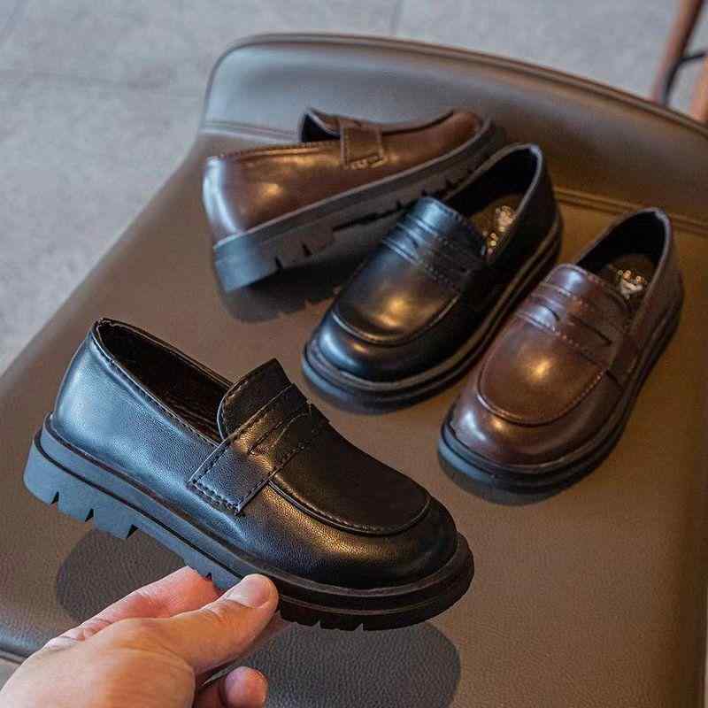 ローファー シューズ キッズ 子供用 男女兼用 革靴 黒 ブラック 春秋 フォーマル 発表会 カジュアル 普段使い レトロ クラシック 英国風 韓国風