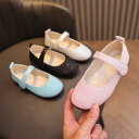 靴 シューズ 女の子 子供 キッズ 春夏秋 韓国風 プリンセススタイル 合成皮革 フェイクレザー パンプス フラットシューズ 面ファスナー マジックテープ 発表...
