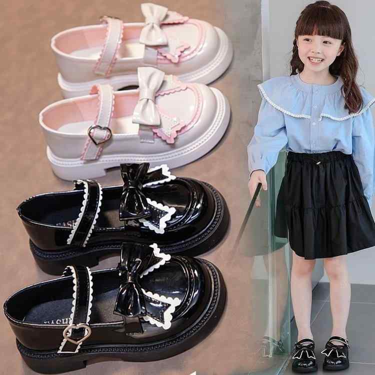 靴 パンプス 女の子 かわいい リボン ブラック ピンク 合成皮革 PUレザー ソフトソール プリンセス フォーマル 発表会 結婚式 入学式 卒業式 ドレスシュ...