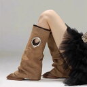 ロングブーツ レディース 個性的デザイン 脚長効果 レトロ スクエアトゥ ウエスタンブーツ 羊革 チャンキーヒール パンツイン ブラック 通気性