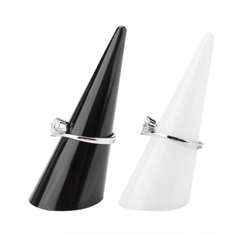 アクセサリー ジュエリー 小型 指輪 リング コーン型 ディスプレイ ホルダー ABS樹脂 白 黒 透明 店舗用 陳列台 什器 見せる収納