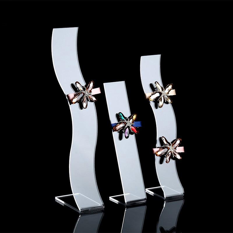 ヘアアクセサリースタンド アクリル製 透明 クリア S型 L型 ヘアクリップ 髪飾り バレッタ ピン アクセサリー ジュエリー 卓上 ディスプレイ 陳列 収納 整理 展示ラック