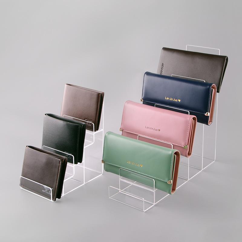 ディスプレイラック アクリル製 透明クリア 多段 階段型 ひな壇 収納スタンド 財布 ウォレット スマホ ..