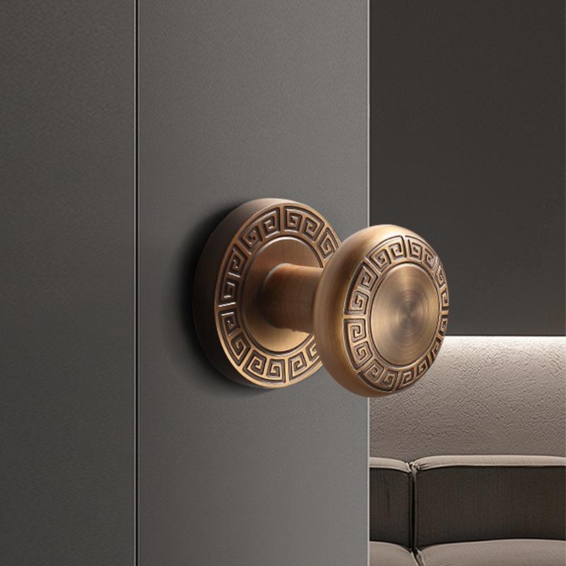 ドアノブ 新中国風 モダン アンティーク調 レトロ 室内用 隠し扉ロック 隠し戸 片面施錠 球形ドアハン..