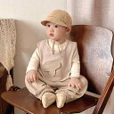 ベビー服 男の子 秋冬物 おしゃれ 韓国ファッション 長袖トップス 長ズボン 3点セット セパレート お出かけ 普段使い 綿混 柔らかい カーキ