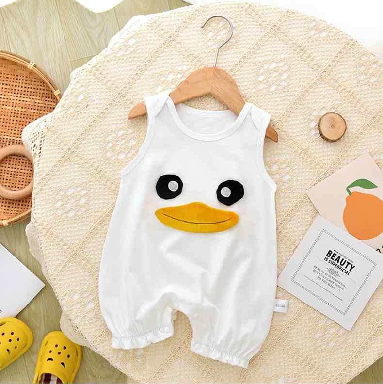 ロンパース ベビー 新生児 夏用 薄手 綿100% ノースリーブ カバーオール パジャマ スリーパー 部屋着 ..