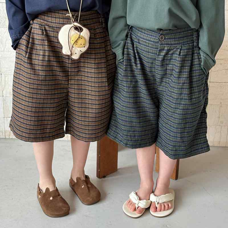 キッズ パンツ ベビー 男の子 女の子 ユニセックス チェック柄 レトロ ナチュラル カジュアル やわらか..