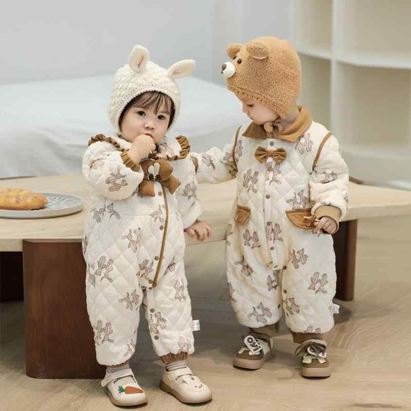 カバーオール ロンパース ベビー服 新生児 男の子 女の子 秋冬 綿100% あったか 中綿キルティング 長袖..