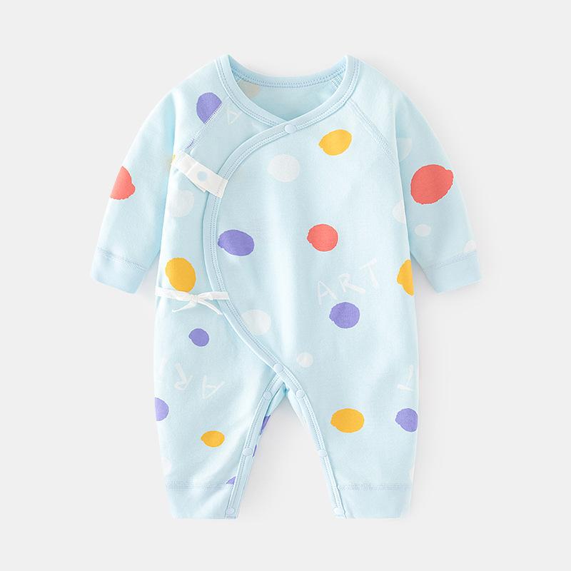 カバーオール ロンパース 新生児 ベビー 男女兼用 コットン 綿100% 無縫製 肌に優しい 斜め襟 打ち合わ..