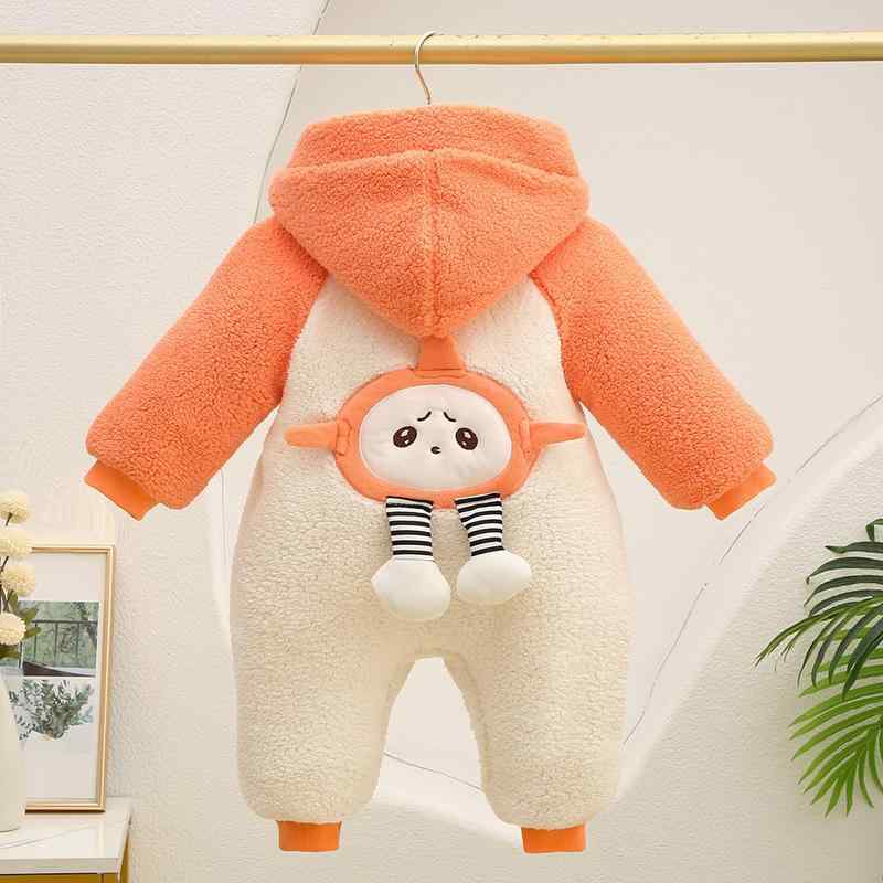 カバーオール ロンパース ベビー 新生児 赤ちゃん 幼児 秋冬 厚手 裏起毛 暖かい 保温 お出かけ 外出着 防寒着 男女兼用 ポリエステル素材 かわいい ロボット柄