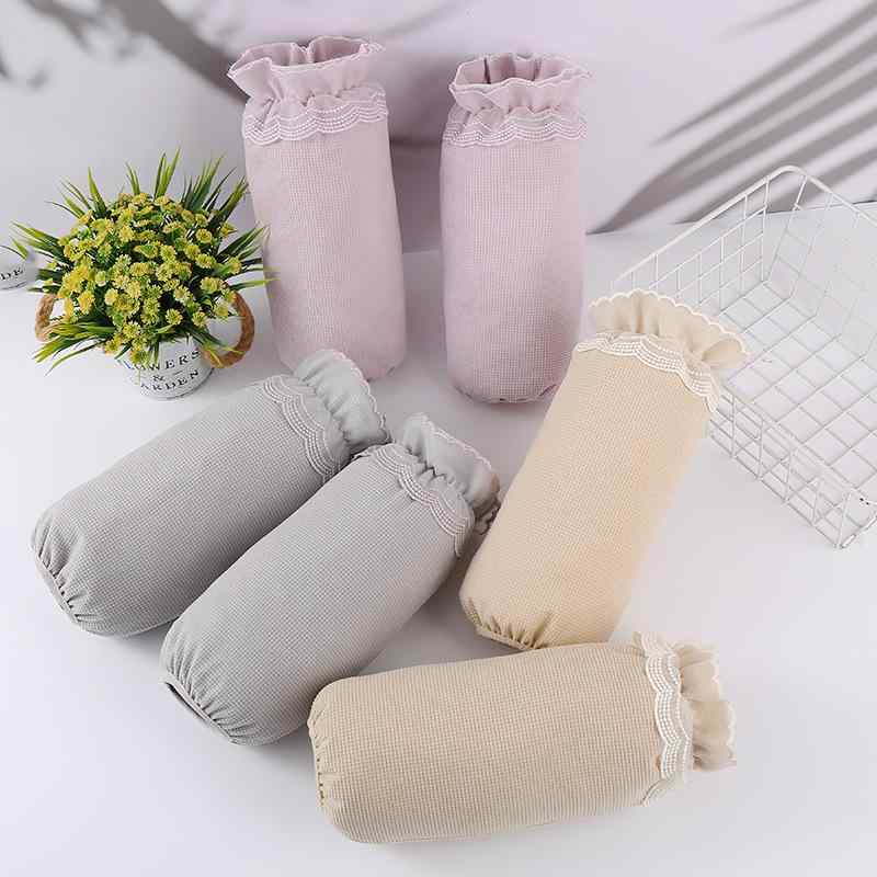 アームカバー レディース 秋冬 韓国風 レース ロング丈 ゆったり 無地 オフィス 通勤 防汚 汚れ防止 ナチュラル 袖カバー グレー ベージュ ピンク ブラック パープル カーキ(x2)