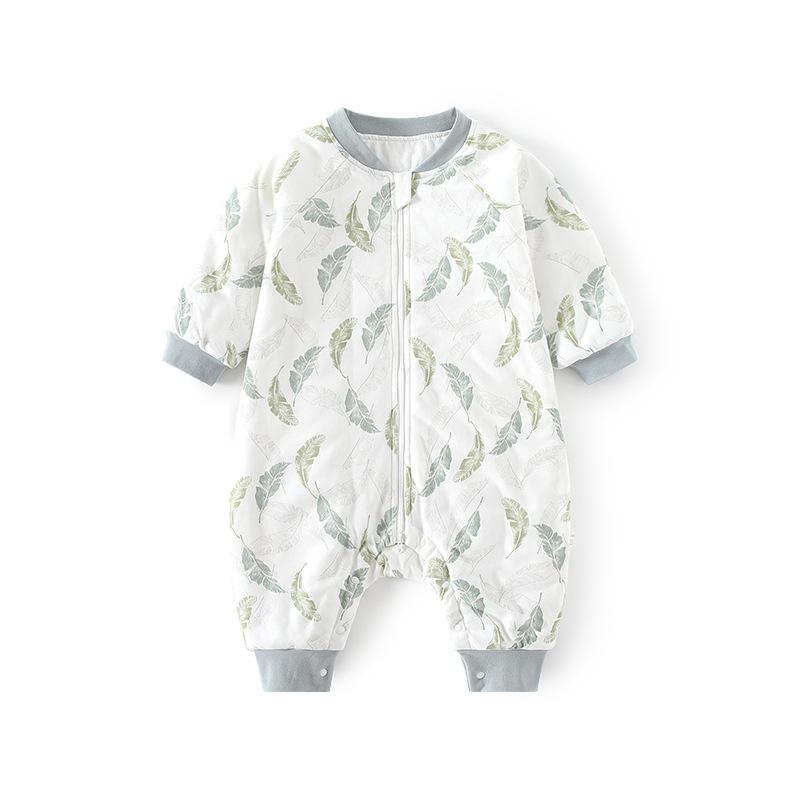 カバーオール ベビー スリーパー 足つき パジャマ 赤ちゃん 子供用 新生児 幼児 中綿入り 厚手 ファスナー 寝冷え防止 多機能 秋冬 コットン 吸湿速乾
