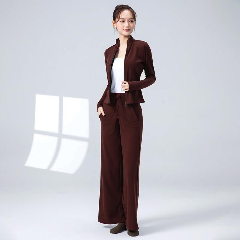 ダンスウェア レディース 秋冬 ハイネック ジップアップ 長袖 スリムフィット スポーツジャケット フィ..