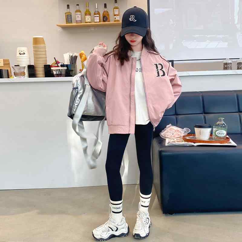 ジャケット キッズ 女の子 春秋 スタジャン ショート丈 アウター 小学生 中学生 ジュニア カジュアル ..