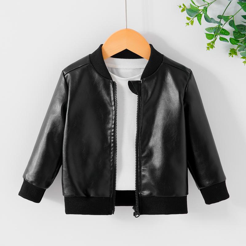 ジャケット 男の子 子供用 ベビー 春秋 レザージャケット 革ジャン スタンドカラー PUレザー 防風 アウ..