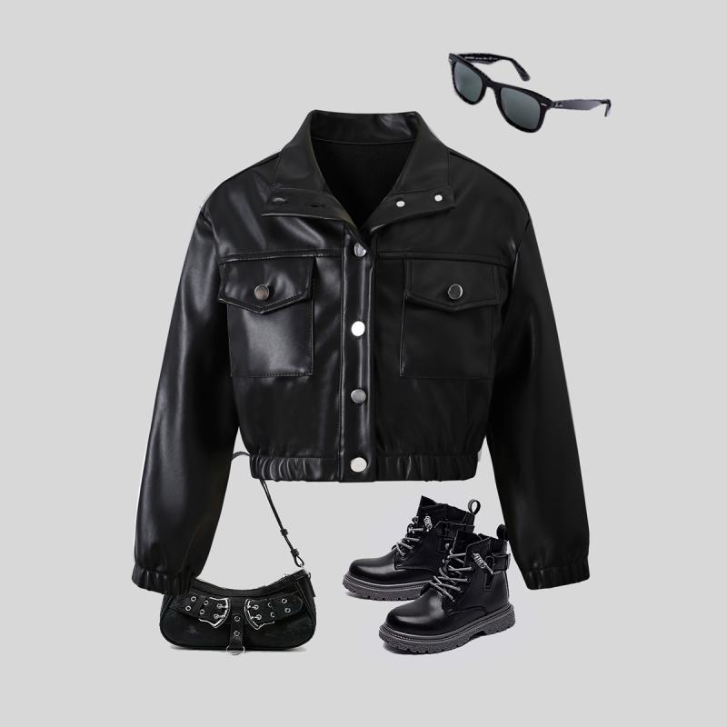 ジャケット キッズ 女の子 秋冬 ブリティッシュスタイル 欧米風 PUレザー ライダース ブルゾン シング..