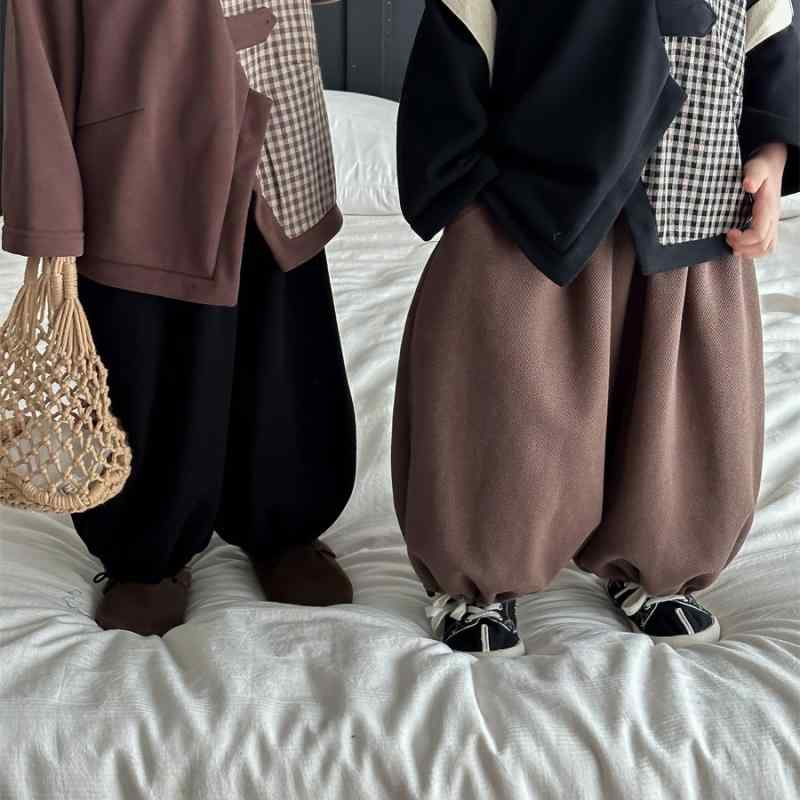 子供服 キッズ 男の子 女の子 男女兼用 裏起毛 ランタンパンツ ワイドパンツ ロングパンツ バルーンパ..