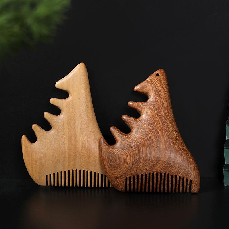 木製コーム レディース 金糸檀木 檀木 ヘッドマッサージ 頭皮ケア 経絡ケア ツボ押し 刮痧 かっさ フェイスマッサージ 顔 リフトアップ 多機能