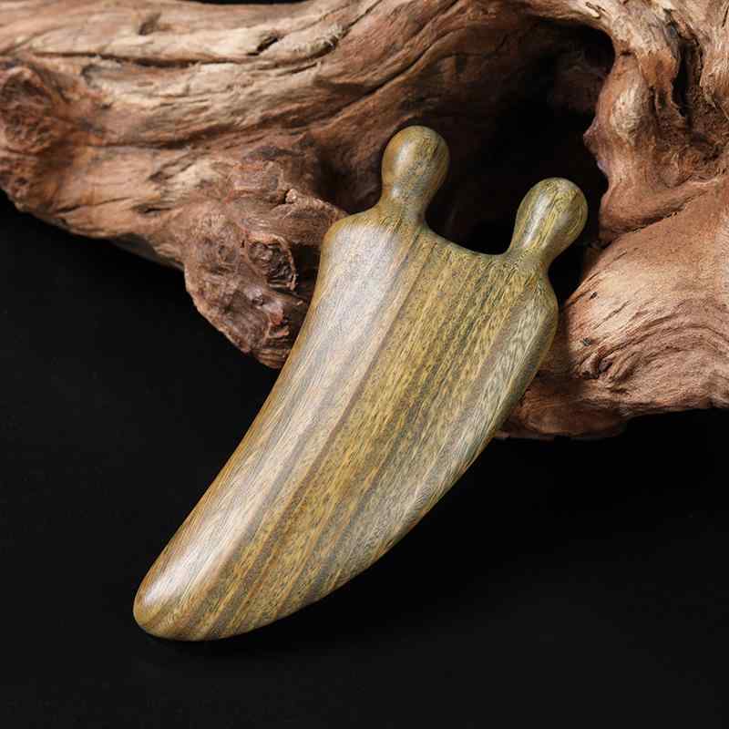 かっさプレート マッサージコーム 緑檀木 天然木 顔 フェイスライン 首元 目元 鼻筋 美顔 美鼻 多機能 ..